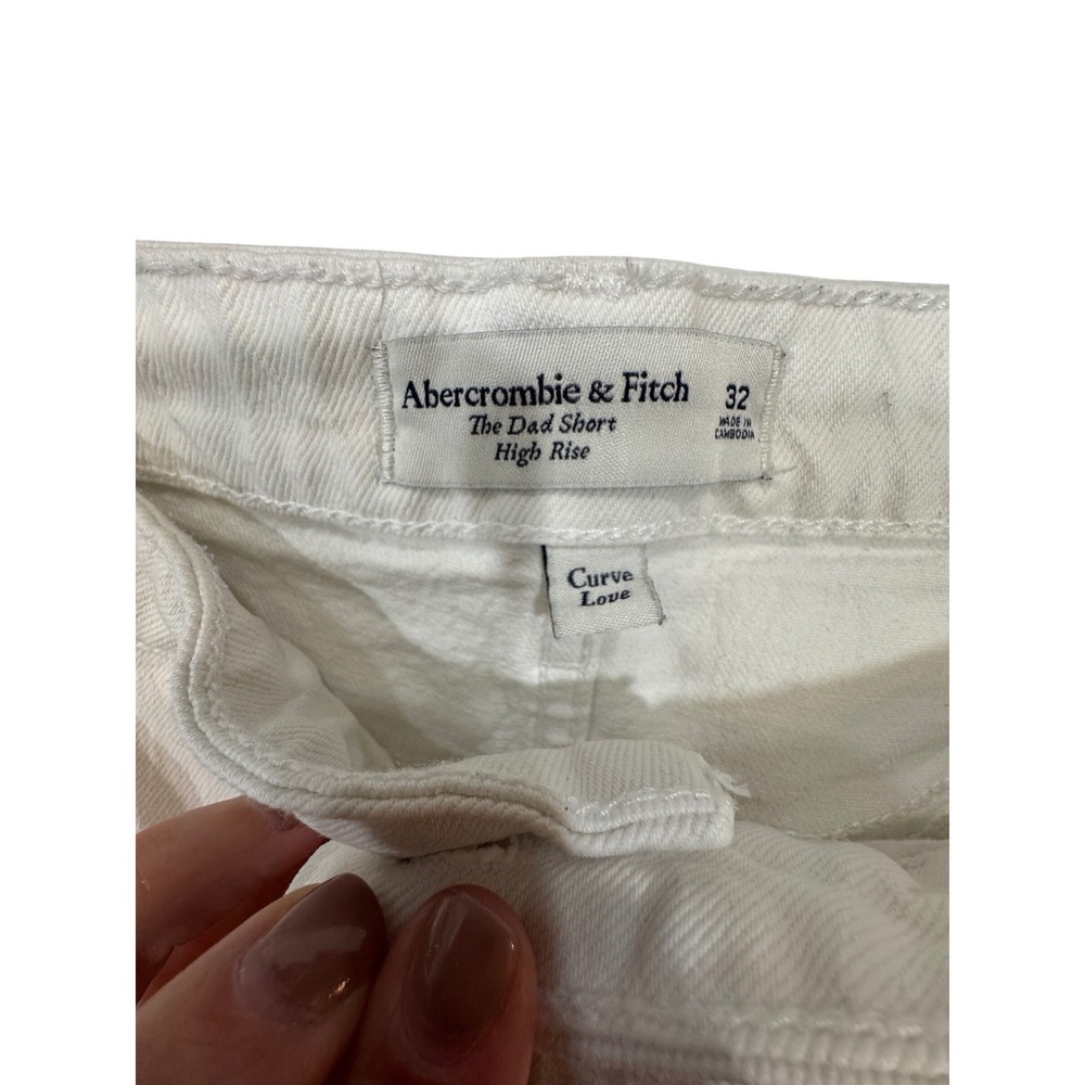 Abercrombie & Fitch The Dad Short Curve Love High Rise 32 White Womens - Picture 6 of 8